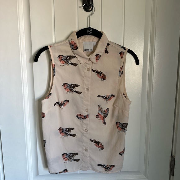 ASOS Bird Print Sleeveless Blouse - Picture 1 of 6